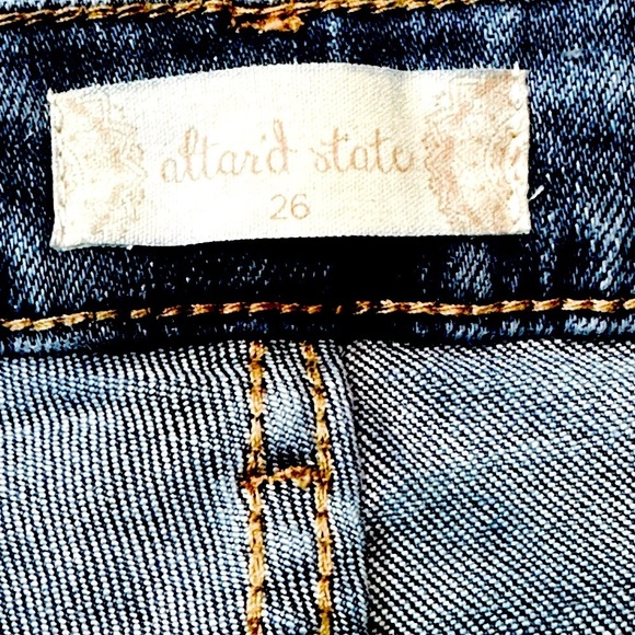 👖💙 ALTAR’D STATE Flare Jeans | Women’s Size 26 | 2-Tone Blue Patchwork, Stretch - Picture 3 of 3